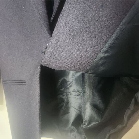 Vtg 80s Sag Harbor 16  Navy Blue 100%WOOL Lined 1 Button Women's  Blazer - Picture 6 of 8